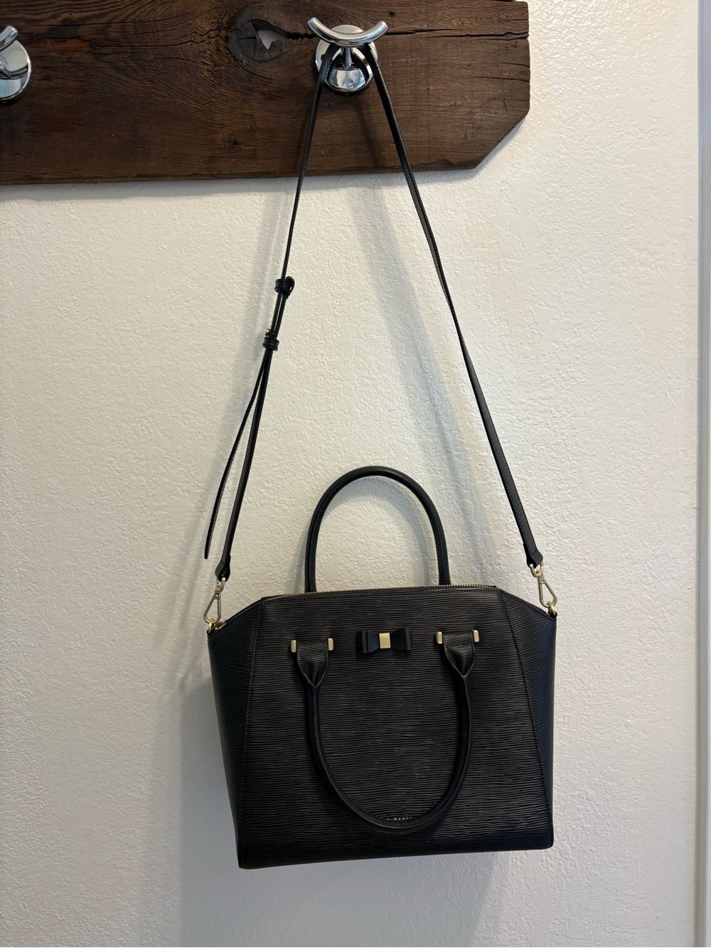 Ted Baker London black leather cross body purse / satchel